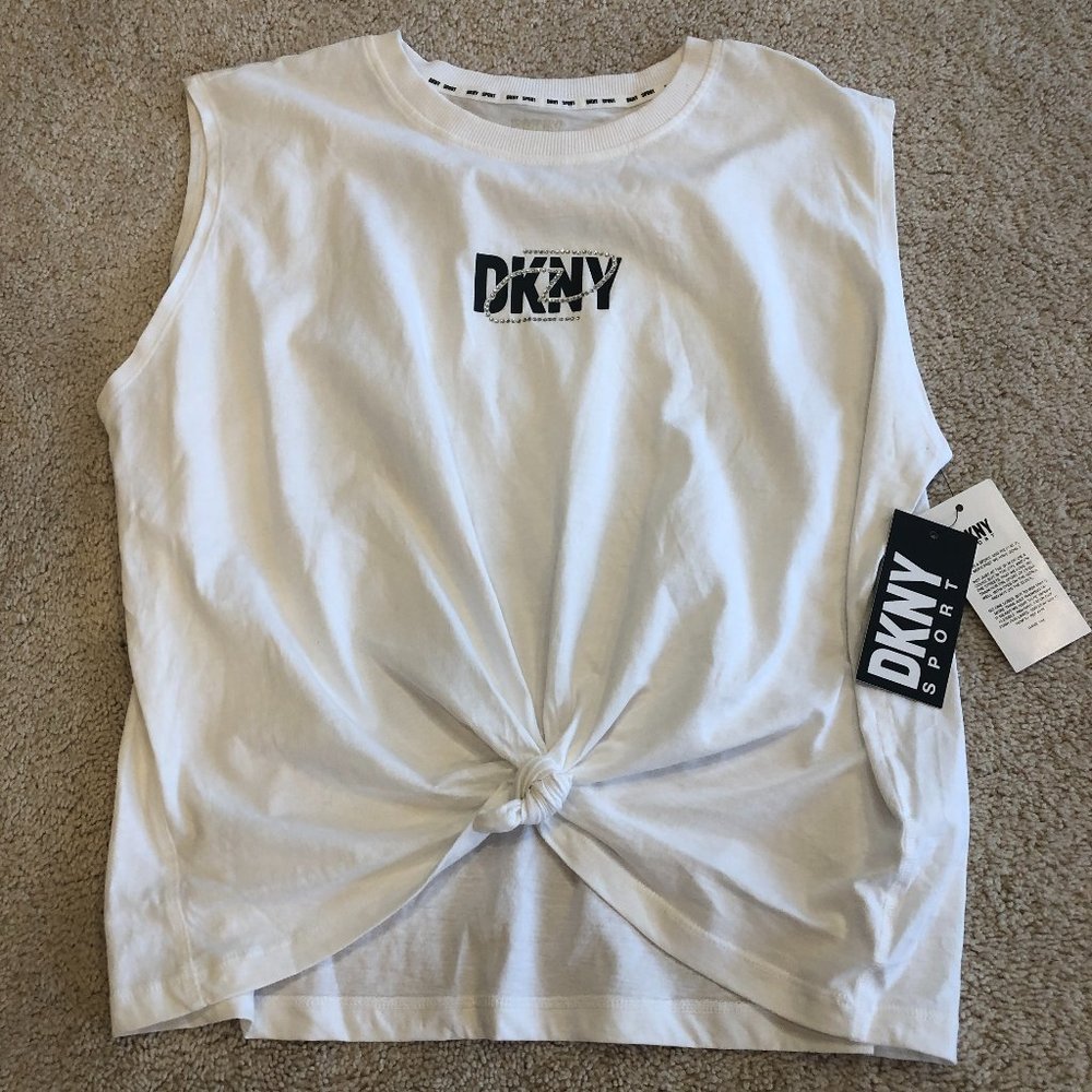 NWT DKNY Women's Logo Sport White Tank Top Tee